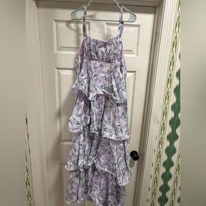 Charming Lilac Floral Tiered Dress
